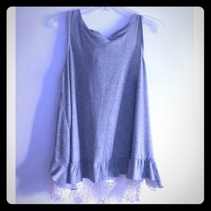peplum tank with lace underlay & lace back